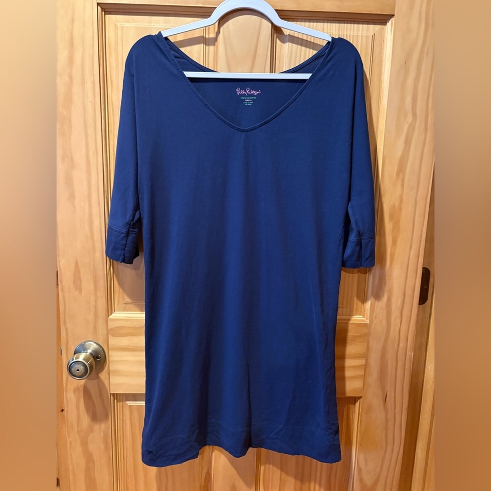 Lilly Pulitzer Eliza V-Neck T-Shirt Dress in "True Navy" women’s size S